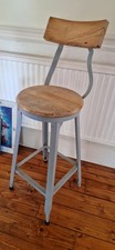 Solid Steel and Wood bar stool.  Perfect for shabby chic restoration project.