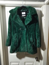 Steve Madded Green Faux Fur Winter Coat Jacket Medium Womens