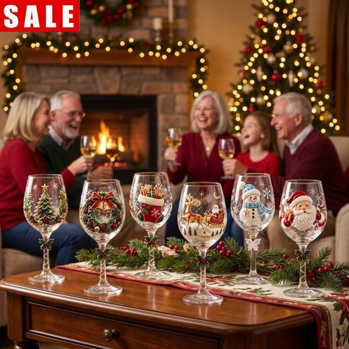 Christmas art wine glasses - christmas,