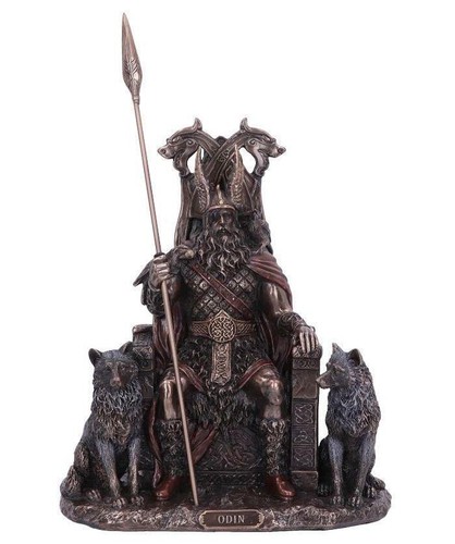 Odin sitting throne bronze - odin,