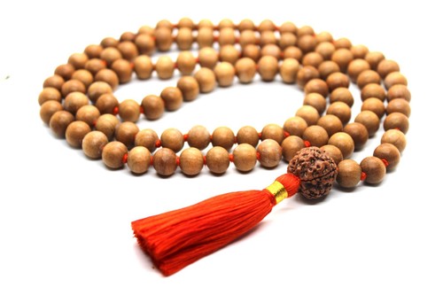 White sandalwood mala - white,
