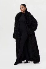 Faux fur plush long coat -