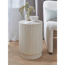 Cream Ribbed Side Table