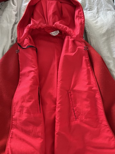 Red wool cape - hood, and