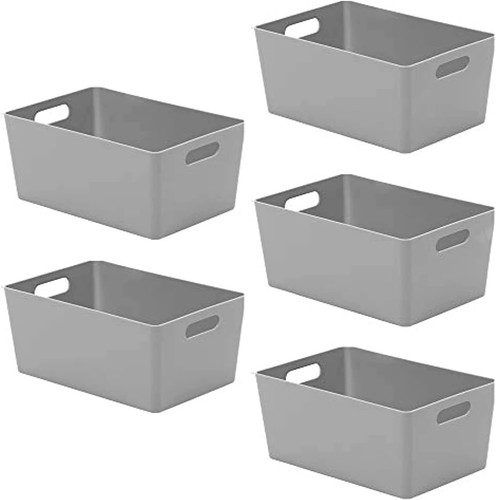 Pack plastic storage baskets - 5-pack,