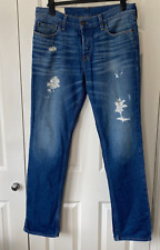 Men's Hollister Size W 34  L 34  Blue Denim Trousers Jeans DISTRESSED VGC!