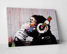 Banksy DJ Monkey Chimp Canvas