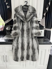 Ladies Astraka Full Length Faux Fur Winter Coat Size 8 10 Stunning