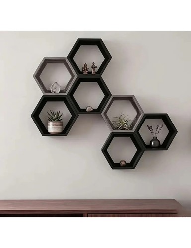 Piece hexagonal wall shelves - 3,