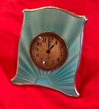 SWISS SILVER ENAMEL DESK CLOCK