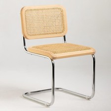 Dining Chair Cesca Inspired Natural Cane Seat Backrest Metal Chrome Base