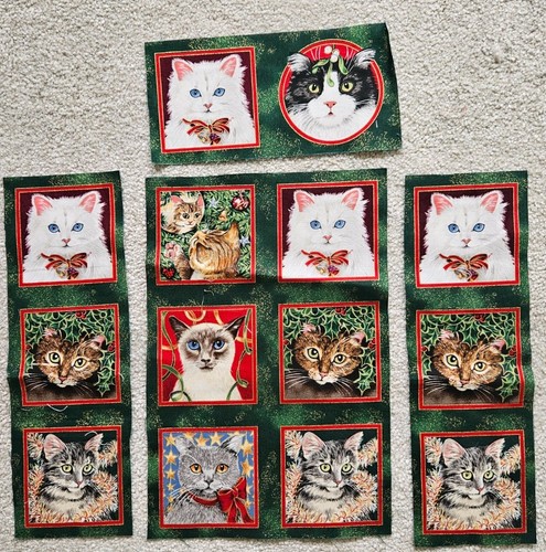Cat christmas fabric - christmas, panels