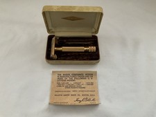 VINTAGE KING GILLETTE GILDED SAFETY RAZOR IN ORIGINAL CASE