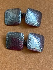 Vintage Retro Hammered Pewter or Stainless Steel Cufflinks