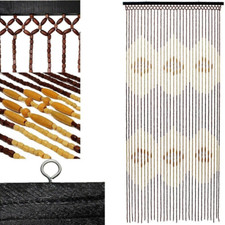 180 X 90cm Wooden Beaded Bamboo Door Curtain Summer Blind Fly Mosquito Screen UK