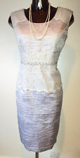 Zeila Donna silver & ivory beaded lace trim Mother of Bride dress size 12