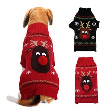 Christmas Pet Dog Cat Puppy  Costume Elk Knitted Sweater Jumper Clothes Xmas N