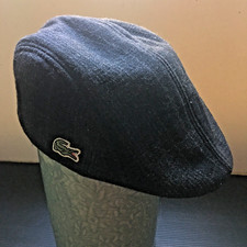 Vintage 1990s Lacoste Dark Wool Blend Flat Cap with Signature Crocodile Logo
