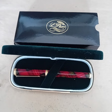 Vintage L'Plume Large Fountain Pen Red Tartan Schmidt Nib Boxed GT