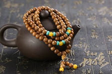 Sandalwood Buddhist Buddha Meditation Prayer 6mm Bead Mala Bracelet Necklace +
