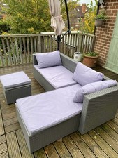 Grey Rattan Corner Sofa Set