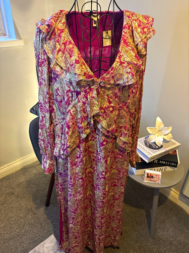 Purple gold floral chiffon - h&m,
