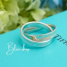 Tiffany & Co. 1837 Interlocking Circles Double Ring Size 3.75 Silver 925