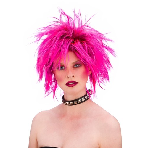 Adult 80s rocker wig pink - rocker,