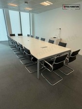 *DELIVERY AVAILABLE* Large 16-Person Boardroom Table Leather Cantilever Chairs
