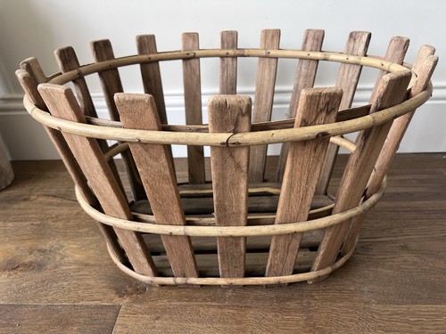 Vintage large wooden basket - vintage,
