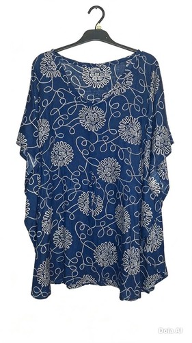 Vintage blue white floral - blue,