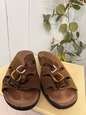 Fly Flot Sandals Size EU42 UK8 Ladies Brown Leather Anti Shock Italian Comfort 