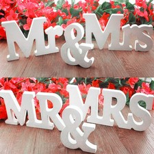 Mr & Mrs Wooden Letter Sign DIY Freestanding Top Table Centerpiece Wedding Décor