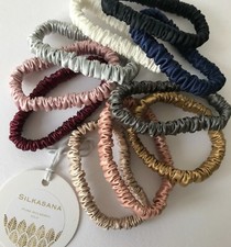 Luxury 22  momme Skinny / Slim Mulberry Silk Scrunchies / Hair ties / Bobbles