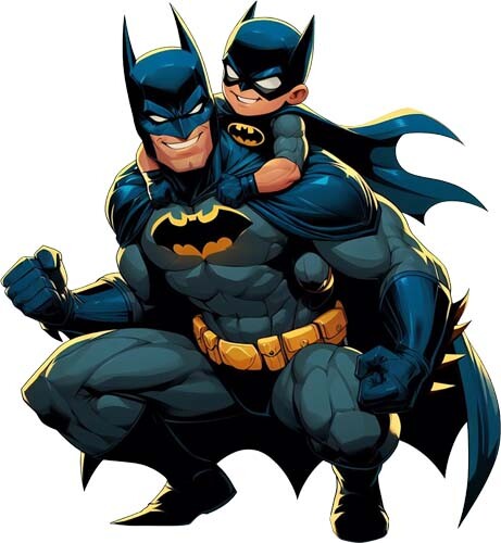 Colourful batman dad son - dad,