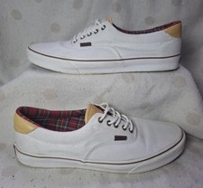 VANS Mens White Canvas Shoes Tartan Lining UK Size 12 US 13
