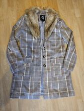 NEW lining coat, artificial fur, buttons. Size 10. Plaid pattern. 
