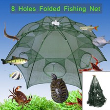 Foldable Fishing Trap Net Crab Shrimp Crayfish Lobster Bait Cage Tool 8 Holes UK