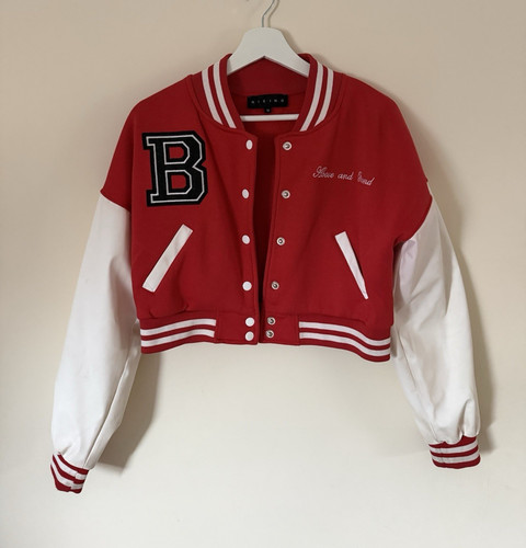 Red cropped varsity bomber - varsity,