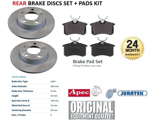 Rear axle brake discs - rear, pads
