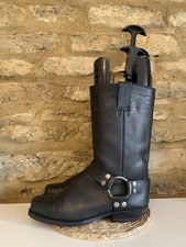 Vintage Dockers Womens Black Harness Biker Leather Cowboy Boots UK 6.5 EU 40