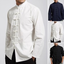 Men Chinese Tang Suit Uniform Jacket Clothing Traditional Kung Fu Tai Chi Coat 