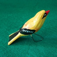 Carved Wooden Bird/Goldfinch Figurine, Hand Made