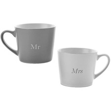White & Grey Mr Mrs Stoneware