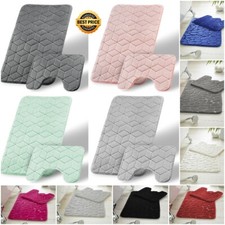 Bath Mat Pedestal Memory Foam Set Non Slip Bathroom Mats Ultra Soft Toilet Rugs