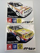 2x Vauxhall GM OPEL Manta 400 Sticker Retro Vintage Rally Off Road