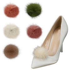 Pom Pom Shoe Clips Fluffy Ornament Heels Boots Charm Decoration 1 Pair Mink Fur