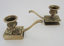 2 Vintage Brass Matchbox Holder Chamberstick Candle Holders / Candlesticks