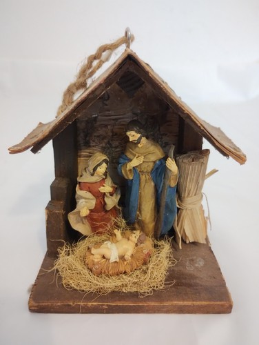 Vintage rustic wooden nativity - vintage,
