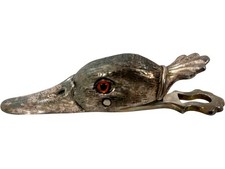 Vintage Silver Plate Duck Document Clip Paperweight Decor Collectable